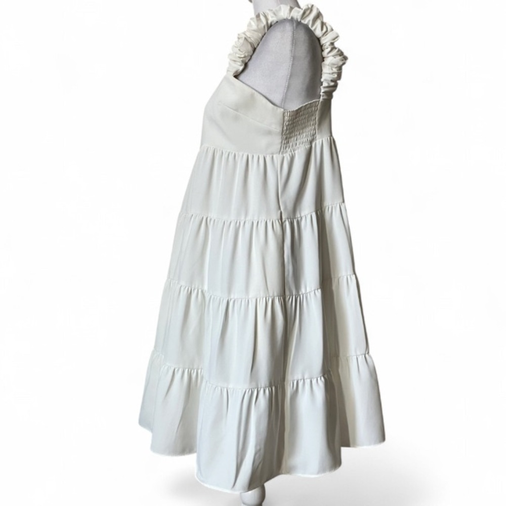 Amanda Uprichard Tiered Nicolia Mini Babydoll Dress in Ivory White size Medium - Picture 4 of 11